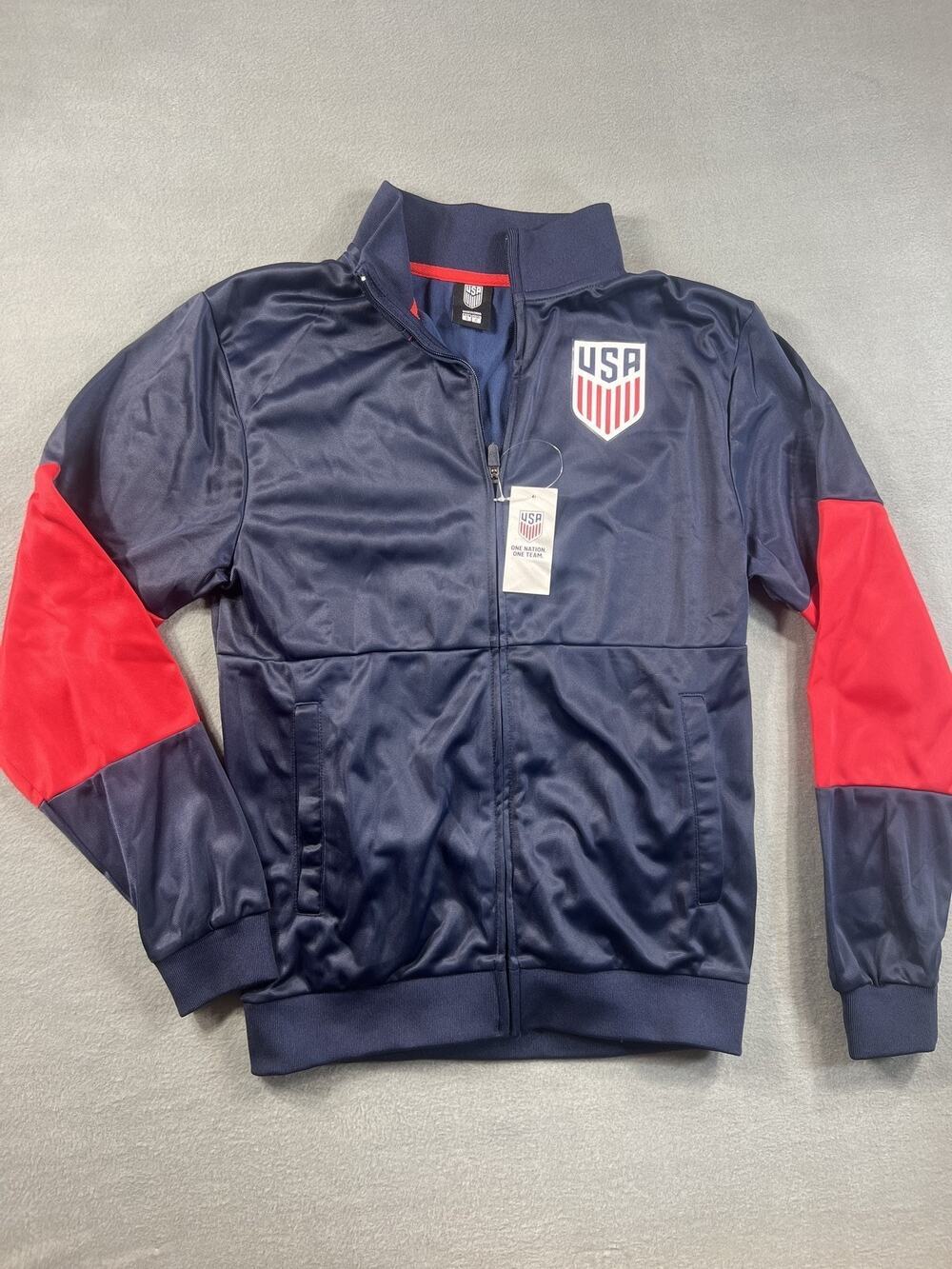 U.S. Soccer Men's Small Icon Sports Full Zip Track Jacket Striker Navy Blue NWT